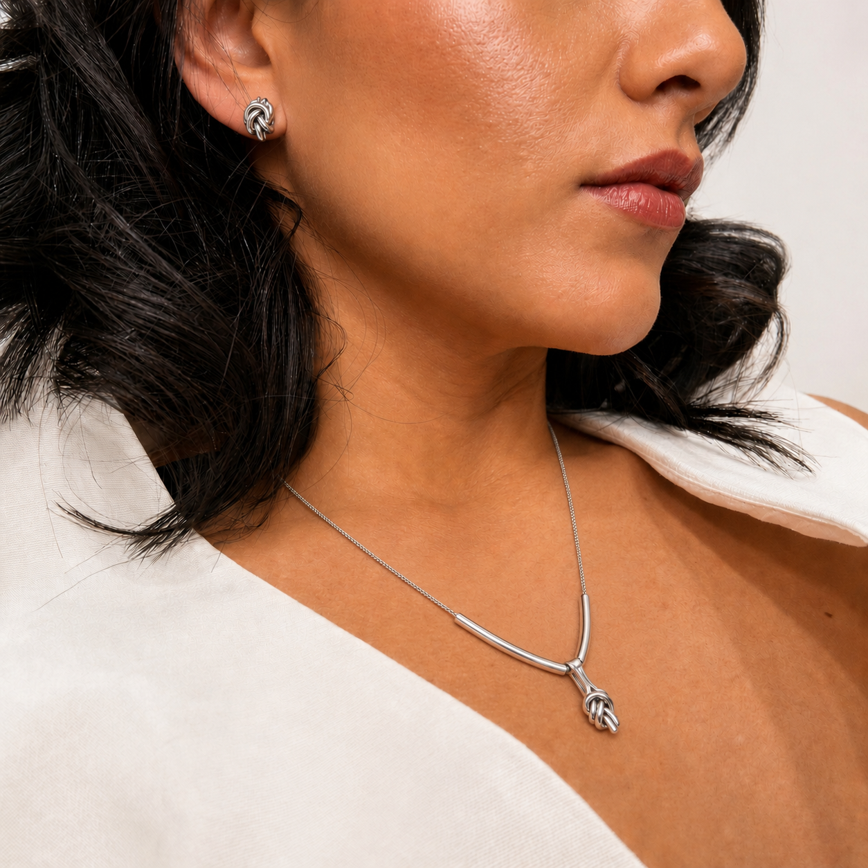 Eros — Set Love Knot en Plata 925