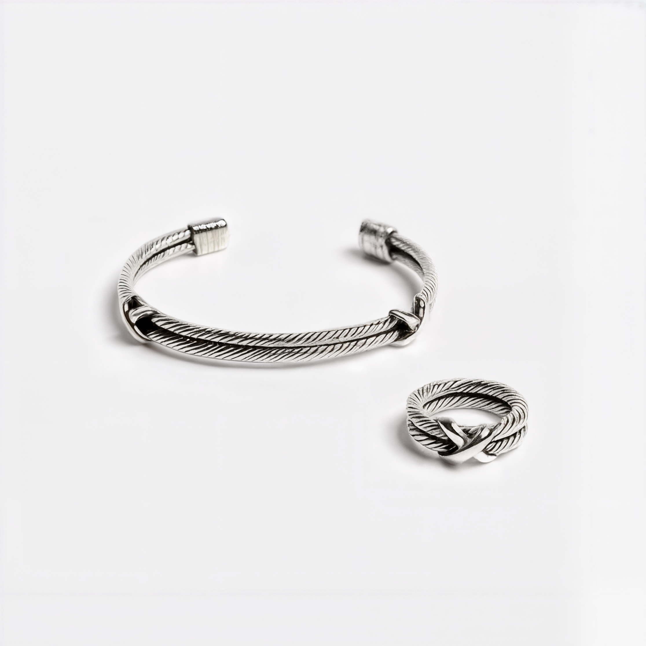 Aracne — Set Pulsera y Anillo Trenzado en Plata 925