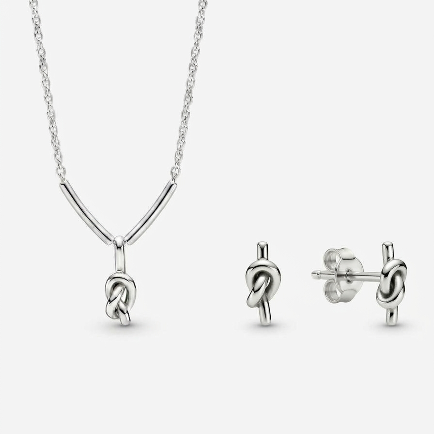 Penélope — Aretes Barra con Nudo en Plata 925 — referencia foto P31