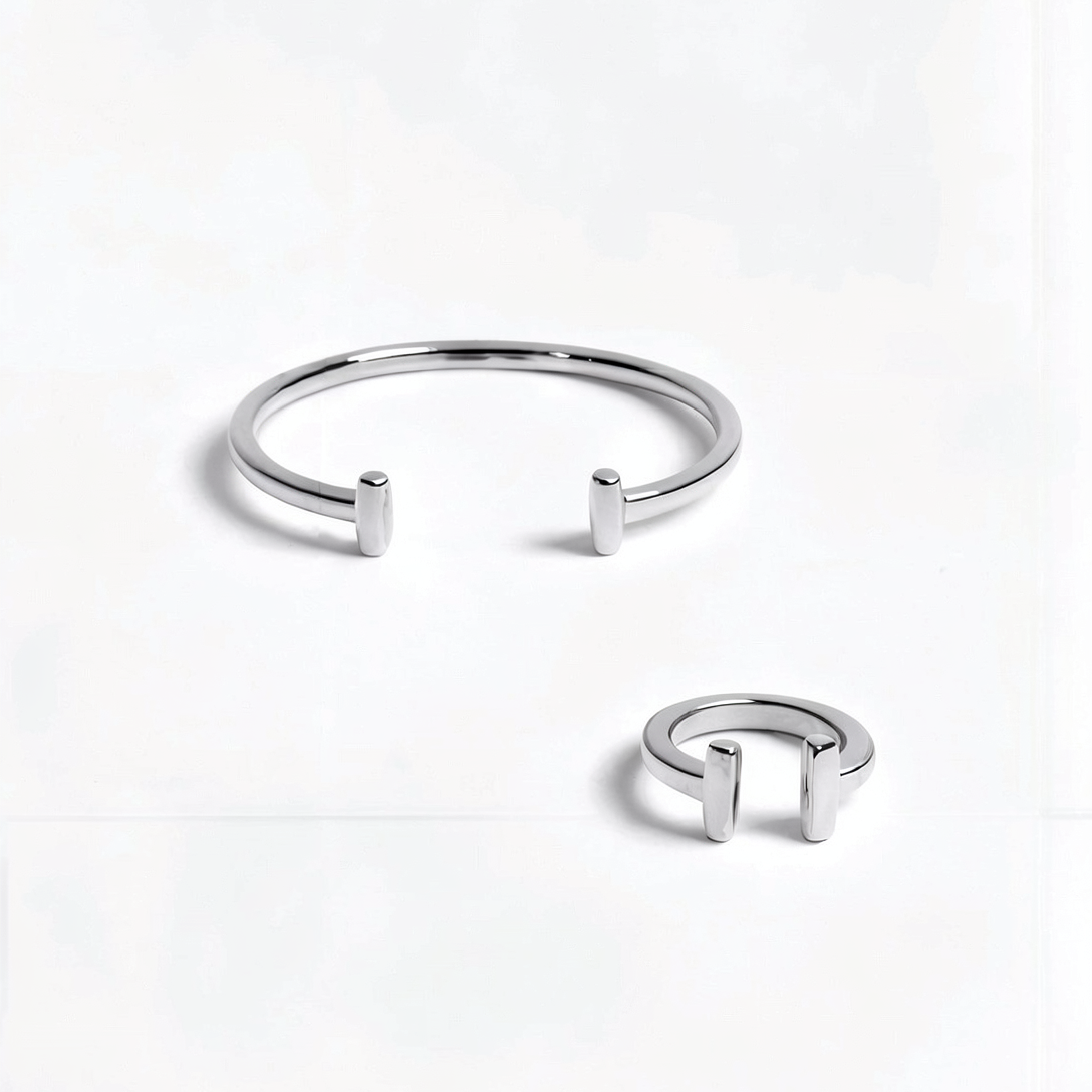 Jano — Set Brazalete y Anillo Minimalista en Plata 925