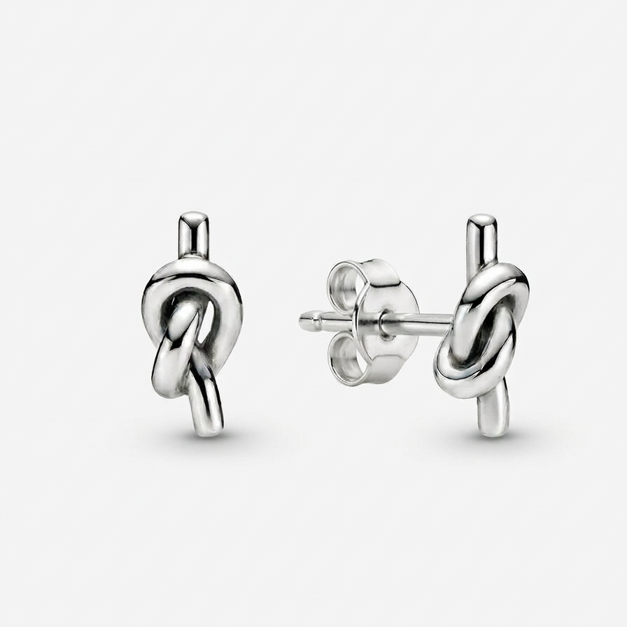 Penélope — Aretes Barra con Nudo en Plata 925
